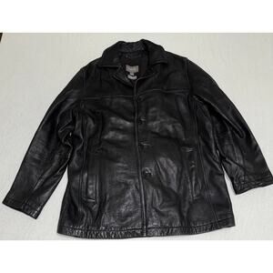 Men’s Wilsons Leather Thinsulate 3M Black Leather Jacket Coat - Heavy Large